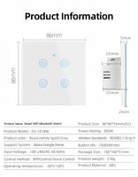 Commutateur intelligent Tuya WiFi 1/2/3/4 voies utilisation à domicile commande vocale câblage zéro-feu vie intelligente lumière tactile sans fil interrupteur mural intelligent