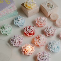 Bougie parfumée artisanale en cire de pivoine, parfum frais, cadeau créatif, ornement parfumé en forme de fleur, à flamme unique, pour la maison