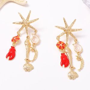 Pendientes Largos con Borlas Rojas Juda Ocean Element, Joyería de Moda para Mujer - Product Image 2
