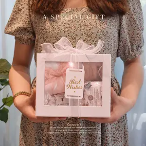 Couvercle et base noeud papillon petite fenêtre transparente retour de mariage mariée marié boîte cadeau papier parfum boîte cadeau avec fenêtre en pvc transparent