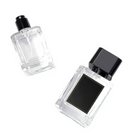 Flacon de parfum vide en verre de luxe personnalisé, 30 ml, 50 ml, 100 ml, avec couvercle magnétique carré doré, design de créateur, rechargeable, avec emballage boîte