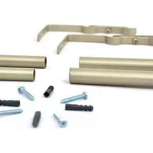 Tringle à rideaux double Vianney 1,40 à 2,60 m en acier inoxydable moderne pour salon - Product Image 3