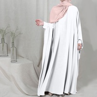 Nouveau élégant solide couleur unie Nida manches chauve-souris caftan Abaya dubaï 2022 islamique Maxi longue robe musulmane pour les femmes