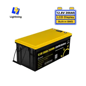 Batterie Lifepo4 12V 200 Ah 200 Ah à cycle profond 12.8V batterie solaire au lithium-ion 12V avec Bms