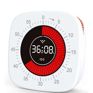 J & R Wit Blauw Digitaal Oplaadbare Stille 60 Minuten Countdown Led Visuele Timer Voor Kinderen Kinderen Eenvoudig Te Bedienen