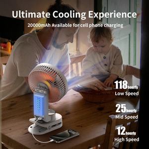 Ventilador Socool de 20000 mAh, Ventilador Portátil con Batería de Vapor de Agua, Recargable, Turbo, para Uso en Exteriores, Camping, Automóvil, Multifunción, con Clip, 9 Velocidades - Product Image 2