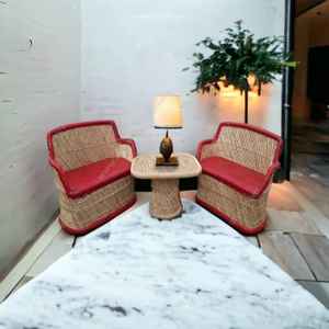 Royal Dining Table Designs with 4 Pink <b>Cushion</b> Rattan Chairs With Table for Dining Sitting Lounge Family TV Room Chair <b>Sets</b> - Product Image 4