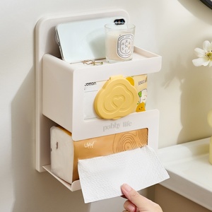 Soporte OEM para montaje en pared sin perforaciones, estante de almacenamiento para baño con soporte de succión multiusos, caja para pañuelos de papel. - Product Image 1