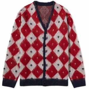 Custom Casual Mohair Knit Long Sleeve Cardigan Diamond Jacquard Fluffy <b>Sweater</b> <b>Men's</b> Cardigan <b>Sweater</b> - Product Image 4