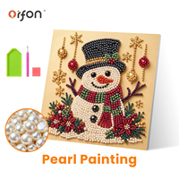 Kit de Peinture Diamant 5D DIY en Gros d'Usine, Motif Bonhomme de Neige Noël Chapeau Noir, Art Perlé, Décoration Murale Personnalisée OEM