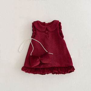 Hongbo أزياء ملابس دافئة للبنات ملابس مصنع الشتاء فستان أطفال أحمر جميل للأطفال من عمر 7 إلى 8 سنوات - Product Image 1