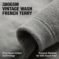 Ensemble assorti en molleton bouclette 380 GSM pour homme, OEM, 100 % coton délavé, survêtement oversize avec logo personnalisé au dos