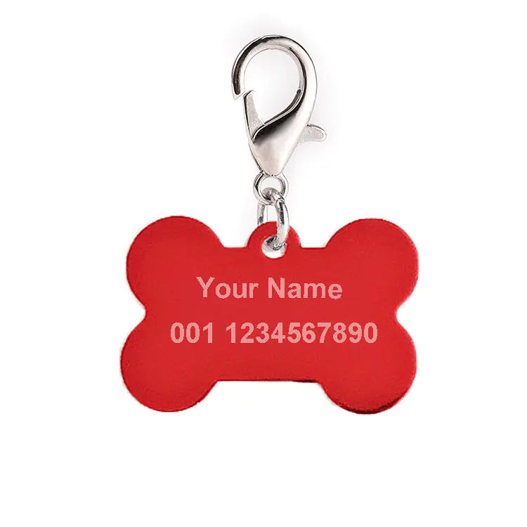 Étiquettes vierges en aluminium pour collier d'animaux de compagnie, étiquettes d'identification pour chiens en aluminium anodisé