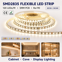 Bande LED flexible haute performance CRI90 SMD2835 120 LED/m DC24V 8mm 12W 2700K-6000K, rouleau de 10m pour éclairage linéaire sous armoire
