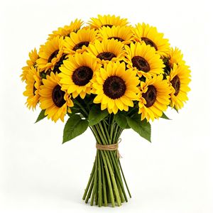 Fleur artificielle <span class=keywords><strong>de</strong></span> tournesol en <span class=keywords><strong>soie</strong></span> <span class=keywords><strong>de</strong></span> 41 cm, tige unique avec feuilles, pour mariage, fête, décoration <span class=keywords><strong>de</strong></span> table, décoration intérieure, vente en gros - Product Image 1