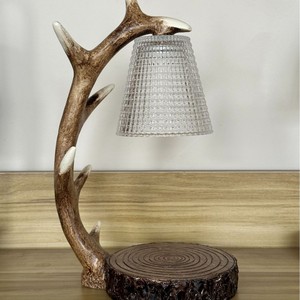 Retro Deer Antler Glass Candle Holder Bell Jar Desktop Aromatherapy Lamp Bedroom Decor - Product Image 5