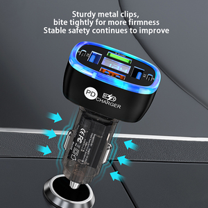 Nuevos productos 2024 adaptador de cargador de coche USB C multipuerto con pantalla de voltaje 6 en 1 carga súper rápida para iPhone 16 15 Samsung - Product Image 3