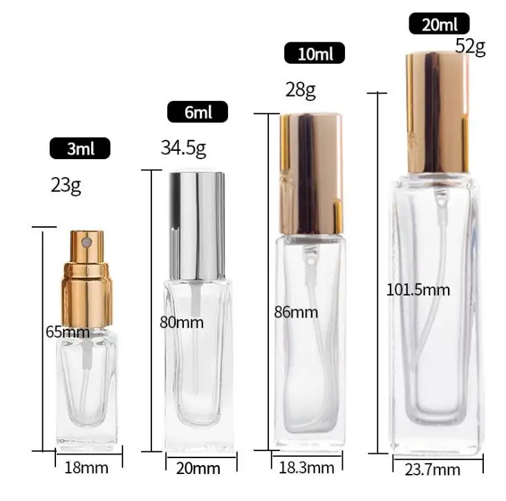 Empty 5ml 10ml 15ml 20ml amber sprayer bottle glass spray refillable perfume sample vials