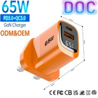 Cargadores Rápidos USB-C Tommox de 65W con Pantalla, Cargador USB C para Teléfono y Tableta, Uso Universal, Cargador Digital de Pared Gan