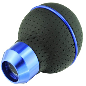 หัวเกียร์หนังสีน้ำเงินทรงกลมแบบ Ergonomic สำหรับรถยนต์เกียร์ธรรมดา - Product Image 5
