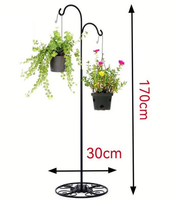 Crochet de berger en métal ornement de jardin avec support et panier de fleurs présentoir pour vignettes de cour