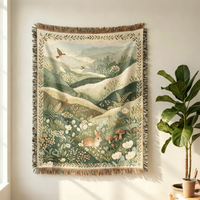 Maßgefertigte Vintage Camping-Abzeichen Gewebte Tapisserie-Decke Outdoor-Abenteuer-Andenken-Decke für Weihnachts- und Feiertagsgeschenke