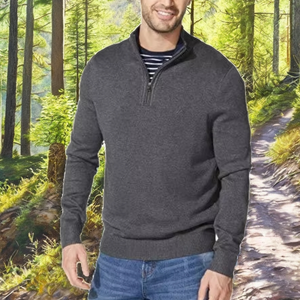 Pull-over en coton côtelé tricoté pour homme, anti-rides, à manches longues, chaud pour l'hiver, classique, personnalisable avec logo, vente en gros - Product Image 2
