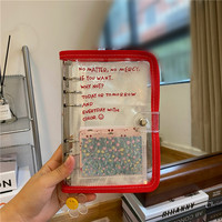 Promotion Custom A5 A6 6 Ring binder Planer Abdeckung Transparente PVC Glitter Soft Shell Budget Binder mit Knopf Fotoalbum