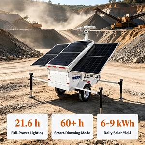 Tour d'éclairage mobile solaire OEM personnalisable 1800W avec panneaux coulissants – Vente directe fabricant – Éclairage monté sur remorque - Product Image 1