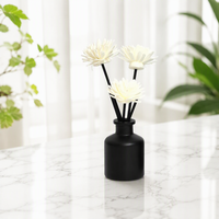 Diffuseur de parfum d'ambiance de luxe en verre noir avec logo personnalisé, décorations à pompons et bâtonnets en rotin – Fabrication en usine