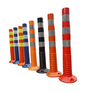 Bollards durables 75cm pvc ressort de sécurité en plastique rebond flexible délinéateur de trafic marqueur poteau d'avertissement