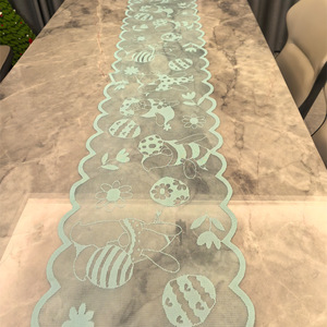 DAMAI 13x72in Disposable Embroidered Lace Rectangle <b>Table</b> Runner for Easter Weddings Outdoor Celebrations-3 Colors Available - Product Image 3