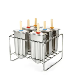 Set di 6 stampi per ghiaccioli per ghiaccioli in acciaio inossidabile stampo per gelato riutilizzabile con Base per supporto per bastoncini gelatiere fai da te