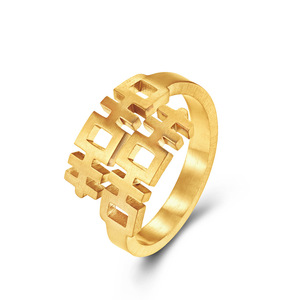 Chinese Style Double Happiness <b>Titanium</b> Steel <b>Ring</b> Silver Gold Geometric Unisex Fashion Jewelry Gift - Product Image 5