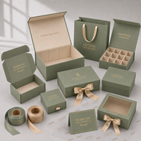Vente en gros d'emballages rigides magnétiques vert sauge pour les produits de soins capillaires pour hommes, flacons, pots, coffret de produits de soins personnels