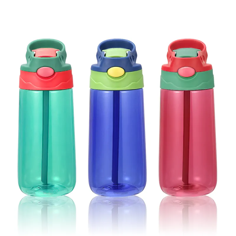 2024 plastic kids water bottle with straw cute printing child drink water bottle for kids