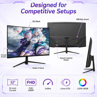 Moniteur de jeu incurvé 32 pouces 240Hz à prix compétitif, 1080P FHD, 1ms, panneau IPS sans cadre, 120% SRGB, ordinateur Esports, 1 an de garantie