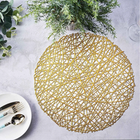 Nouvelle arrivée, tapis de table ronds en PVC plastique, couleur dorée métallique, imperméables, résistants à la chaleur, écologiques, style bohème, 38 cm, design luxueux