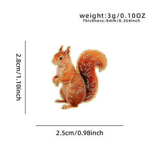 En gros, en stock : Pin's en métal, pin's émaillés motif écureuil animalier, pin's personnalisés pour chapeaux, badges de revers et broches en forme d'écureuil animalier, pin's thème forêt - Product Image 2