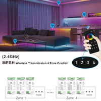 Pengontrol Lampu LED Strip Pintar WiFi MC10XW Tuya Alexa Google Home 2.4G Sinkronisasi Grup 4-Zona DC5-24V DIM CCT RGB RGBW Dimmer Lampu LED Strip