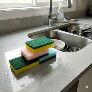 Éponge à récurer à <span class=keywords><strong>action</strong></span> rapide, tampon de nettoyage rapide pour les graisses tenaces de la cuisine, applicateur multi-surfaces - Product Image 3