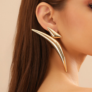 Sunnice Very Big Long Design Earrings 18k Gold Plated Exaggerated Geometric Triangle <strong>Jewelry</strong> Stainless Steal Made <strong>Sourcing</strong> <strong>Agent</strong> - Product Image 1