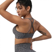 Nouveau haut de yoga pour femme à imprimé léopard avec dos torsadé, respirant et offrant un maintien élevé pour le fitness en extérieur