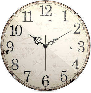 Antique Ivory Convex Plastic 8 Inch Rustic Hanging Quartz Analog Wall <b>Clock</b> for Country Kitchen Historic Manor or Heritage Home - Product Image 1