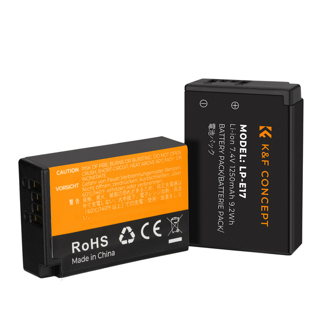 K&F Concept Suitable for Canon EOS RP, Rechargeable 1250mAh LP-E17 Camera Battery Canon High Capacity Digital Camera Batteries