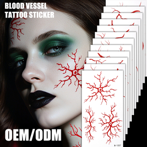 Autocollant de tatouage temporaire pour le corps et le visage, imperméable, blanc, Halloween, <span class=keywords><strong>horreur</strong></span>, <span class=keywords><strong>thriller</strong></span>, écologique, papier de maquillage pour le corps et le visage, design artistique - Product Image 1