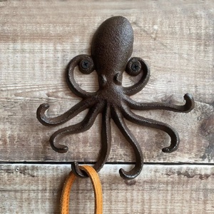 Crochets muraux de poulpe Style campagnard antique 6 crochets cintre abri de jardin support de calmar <span class=keywords><strong>crochet</strong></span> porte-clés fonte métal grande mer <span class=keywords><strong>nautique</strong></span> - Product Image 2