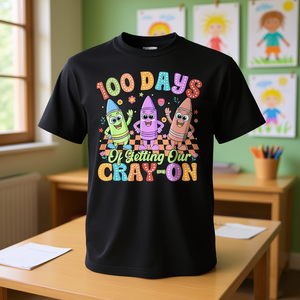 Camiseta de celebración de cien días de clases para niños pequeños, camiseta unisex de manga corta con cuello redondo de algodón para fiesta en el aula - Product Image 3