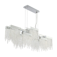 Lampes suspendues rectangulaires pour salon, hôtel, restaurant, décoration moderne, lustre en cristal chromé de luxe