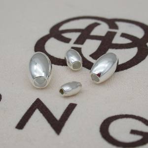 3/4/5/6mm 스털링 실버 스페이서 비즈 올리브 타원형 비즈 팔찌 목걸이 제작용 - Product Image 3